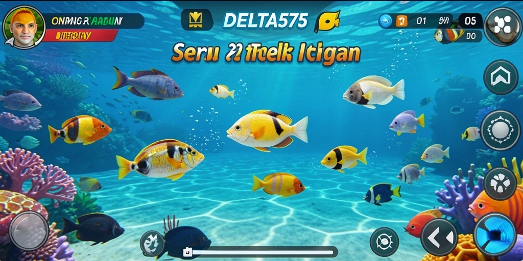 Tampilan gameplay seru dalam DELTA575 dengan aksi tembak ikan.