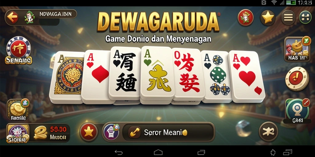 Tampilan gameplay seru DEWAGARUDA dengan kartu Domino.