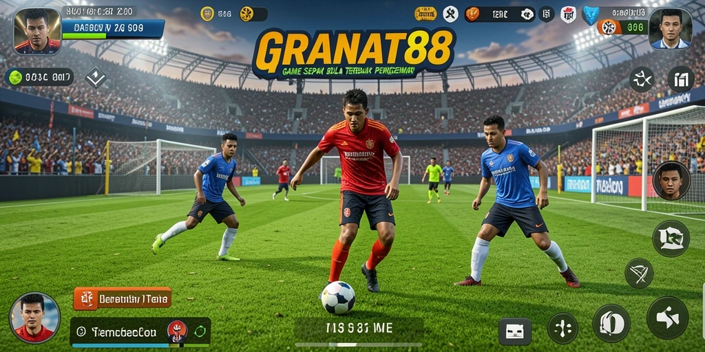 Tampilan gameplay seru dalam <strong>GRANAT88</strong> yang menampilkan aksi sepak bola nyata.