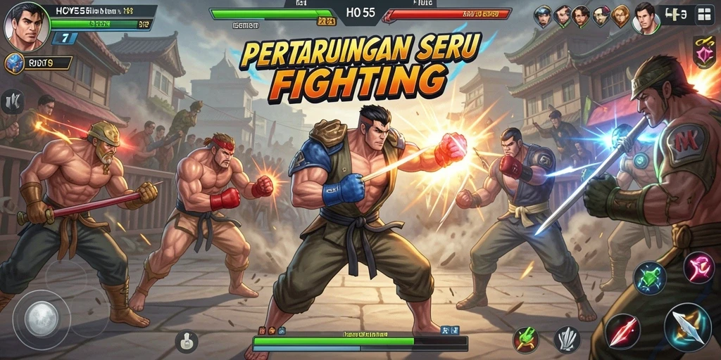 Tangkapan layar aksi gameplay bertarung di HOYE55.