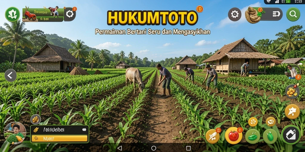 Tampilan gameplay seru dalam HUKUMTOTO saat bertani.