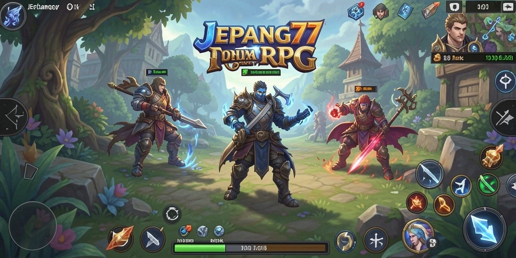 Tampilan gameplay RPG JEPANG77 dengan karakter beraksi.