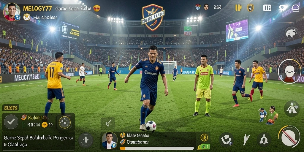 Tampilan gameplay MELODY77 yang seru saat pertandingan sepak bola.