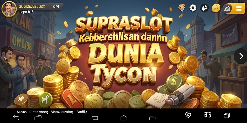 Tangkapan layar utama game Tycoon SUPRASLOT menunjukkan gameplay yang menarik.